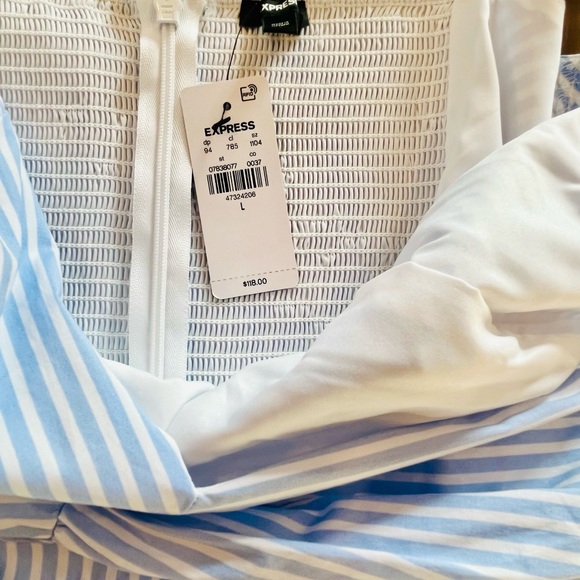 Express Light Blue & White Striped Maxi Dress with Pockets - Size Large - Picture 6 of 12
